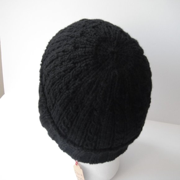 Hand Knitted Hat Toque Adult Size S-(M Acrylic Color Black - 018 Hand knit by me - Picture 3 of 9